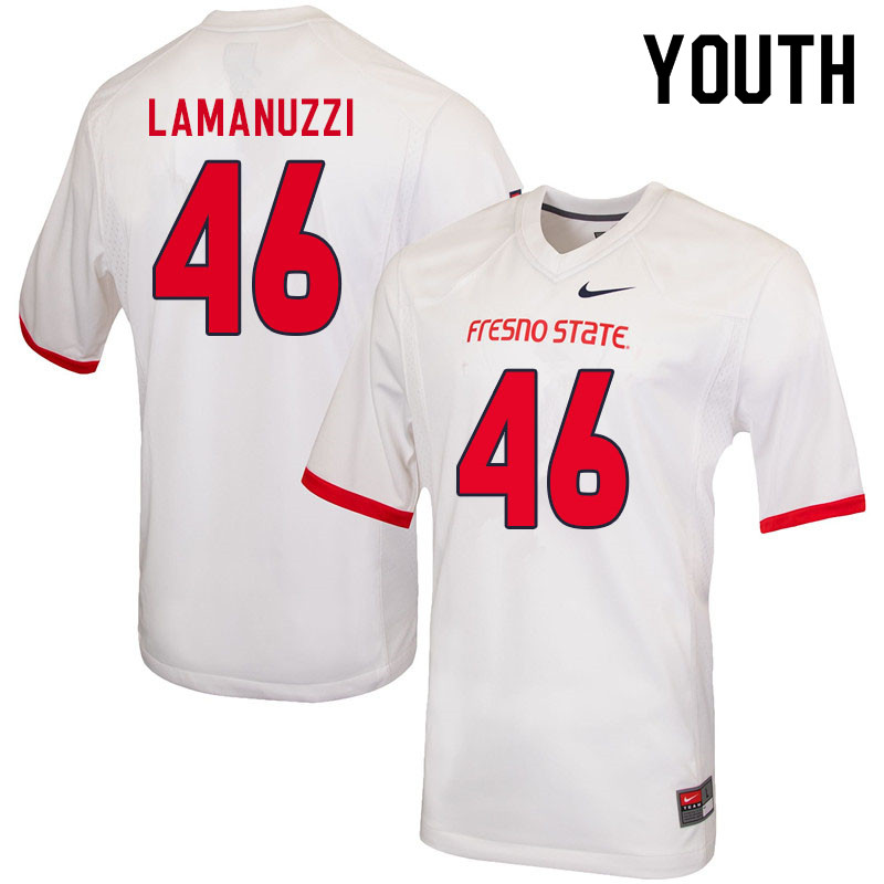 Youth #46 Cam Lamanuzzi Fresno State Bulldogs College Football Jerseys Sale-White